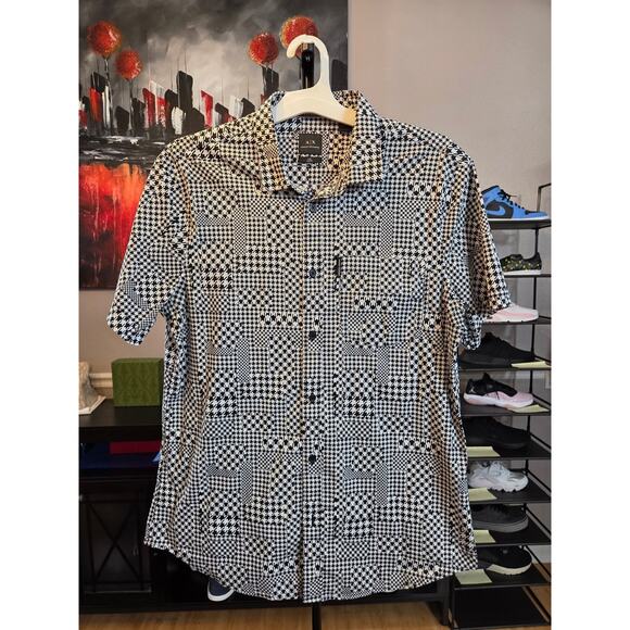 Armani Exchange Black and White Button Up Short sleeve - Picture 1 of 1